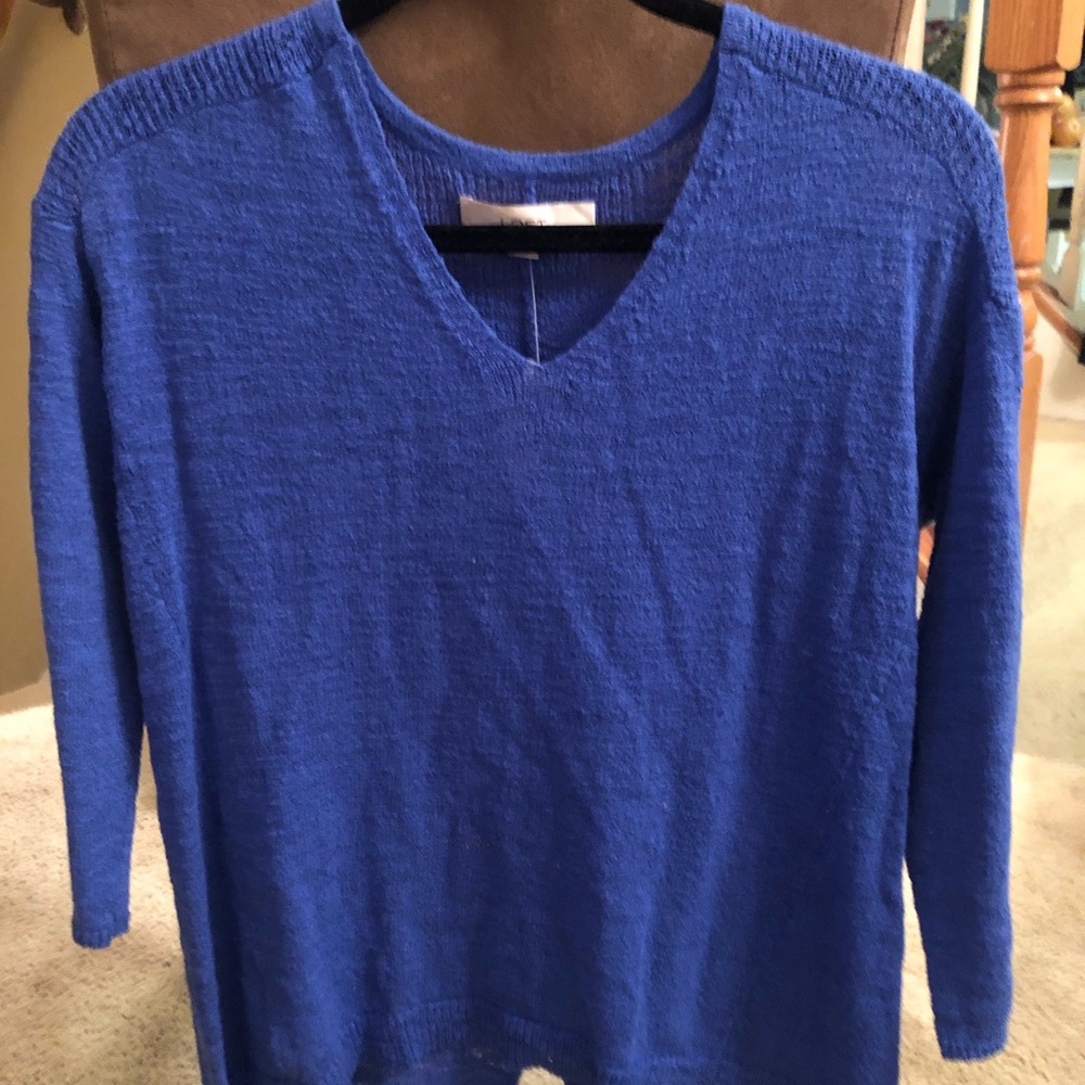 Loft new periwinkle blue cotton v-neck sweater